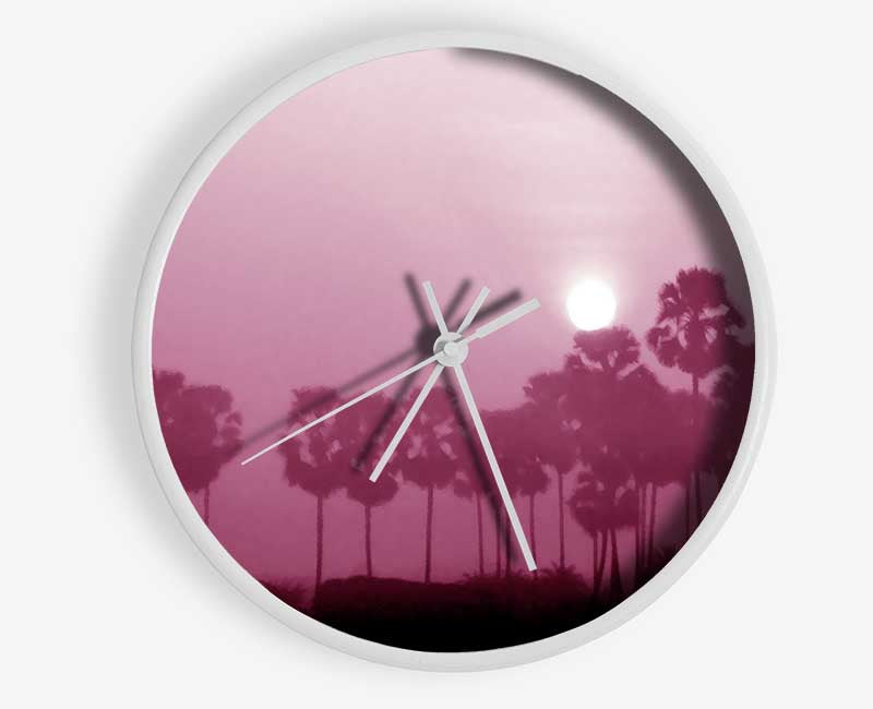 Sun Over The Deep Pink Lake Clock - Wallart-Direct UK