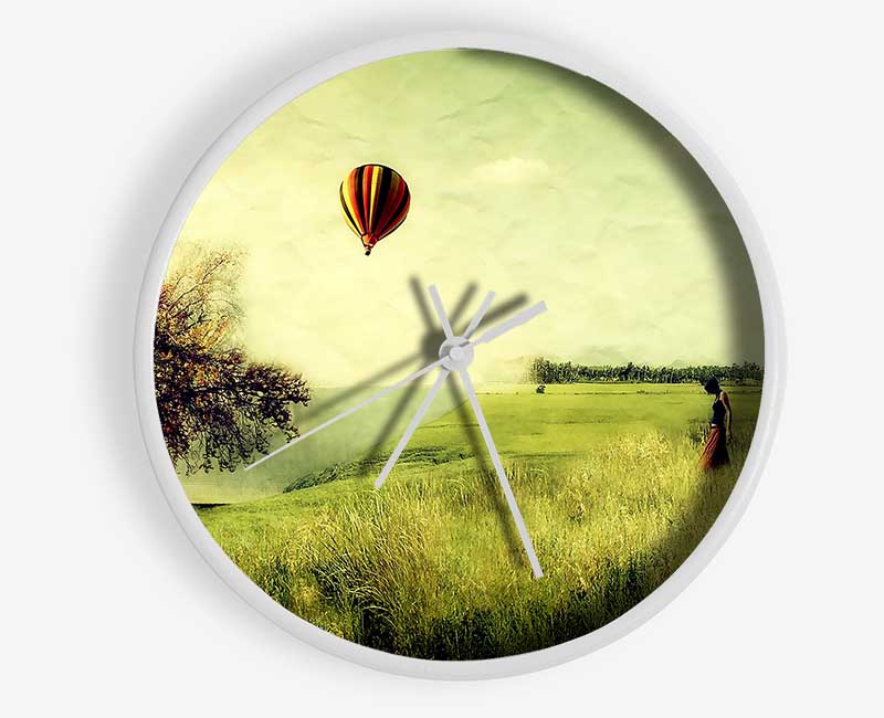 Hot Air Balloon Ride In The Countryside Clock - Wallart-Direct UK