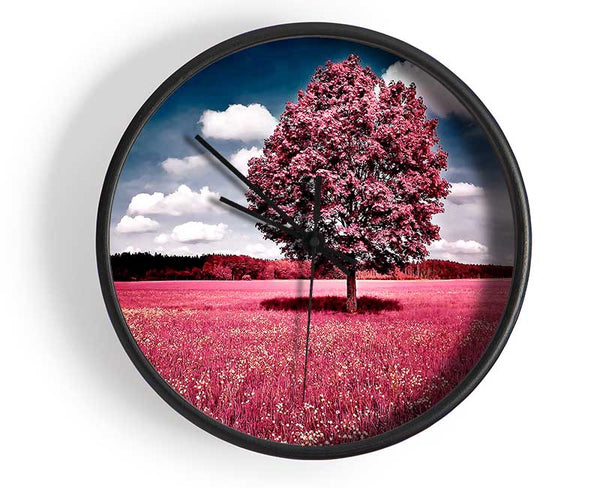 Pink Field Clock - Wallart-Direct UK