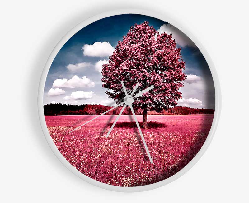 Pink Field Clock - Wallart-Direct UK