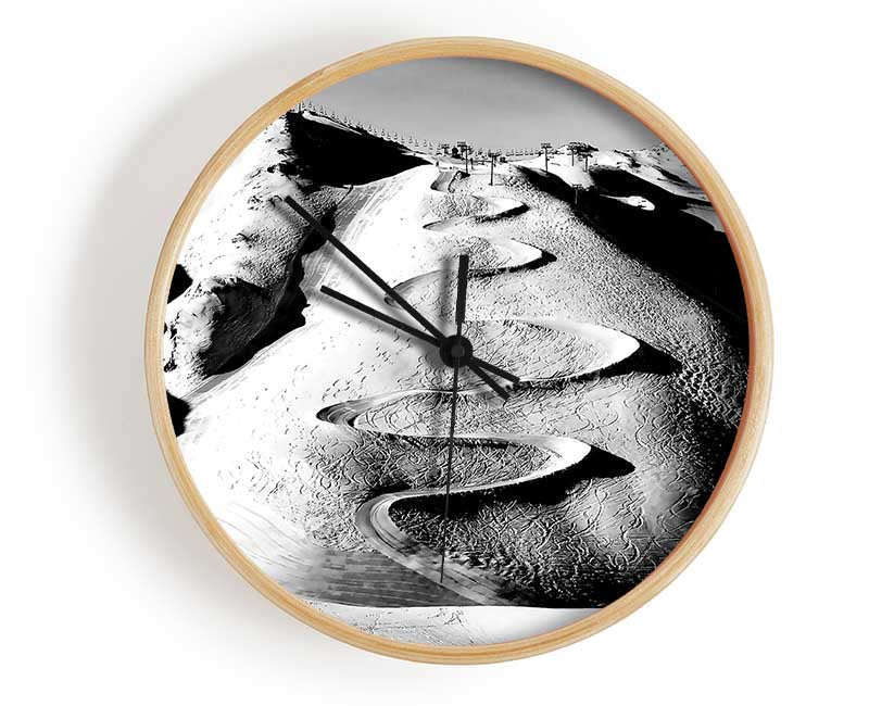 Les Deux Alpes B n W Clock - Wallart-Direct UK