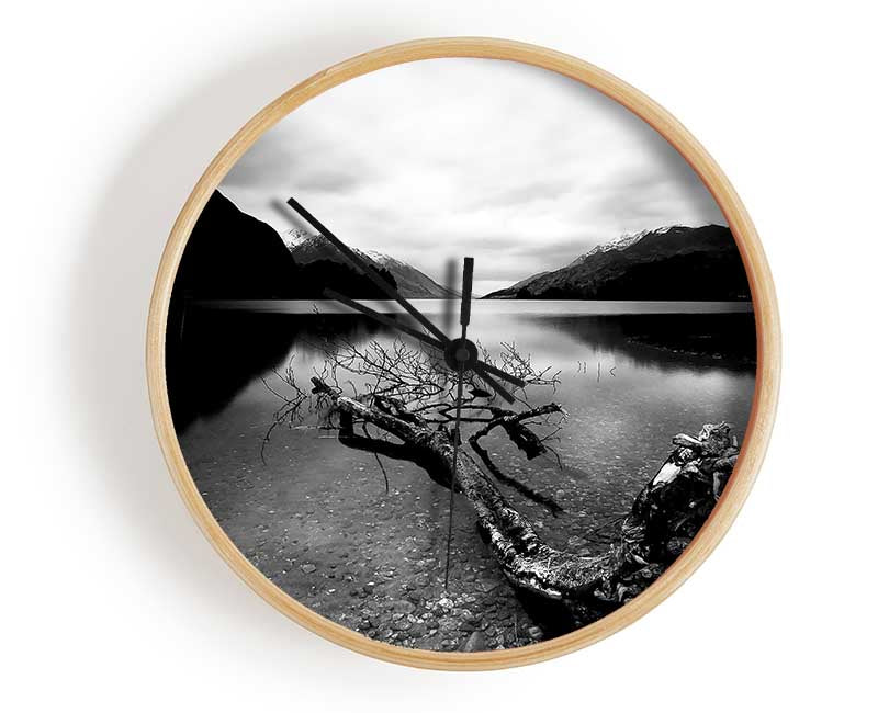 Tree In The Lake B n W Clock - Wallart-Direct UK