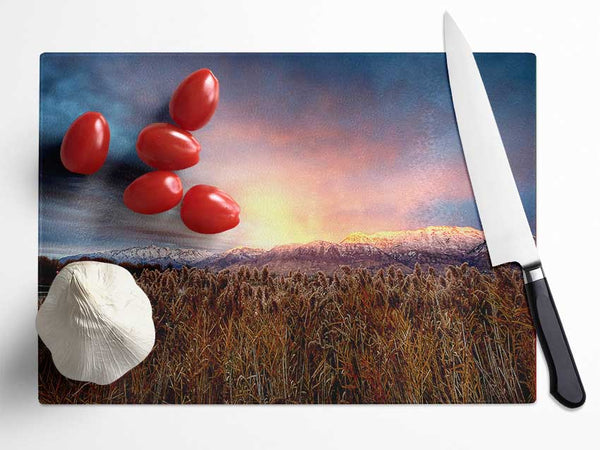 Mt Timpanogos Alpenglow Glass Chopping Board