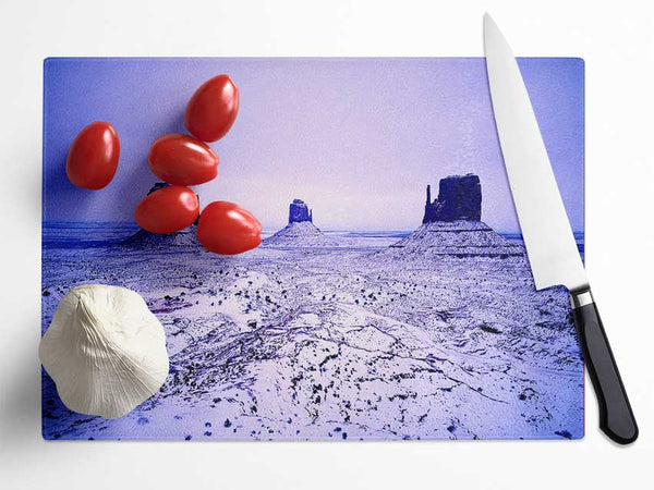 Winter Has Arrived At monument Valley Glass Chopping Board