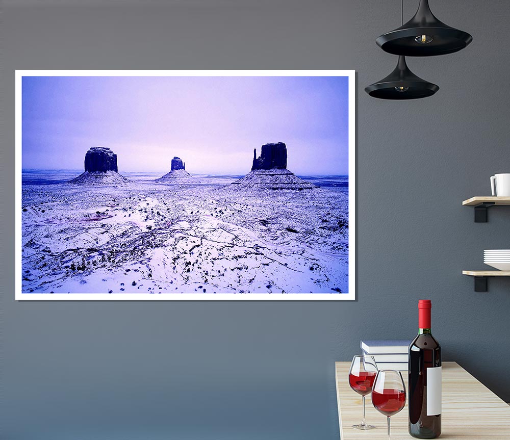 Winter Has Arrived At Monument Valley Print Poster Wall Art