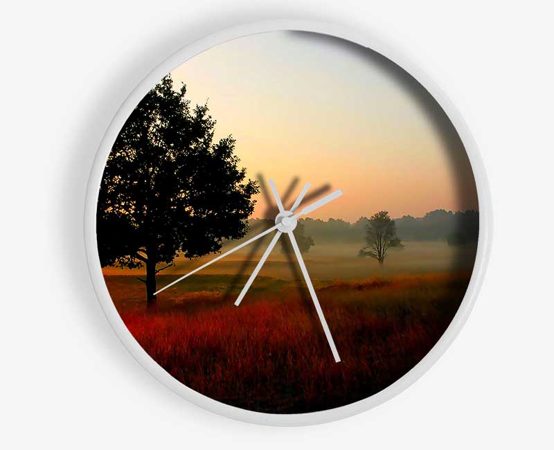 Autumn Sunrise Tree In The Mist Clock - Wallart-Direct UK