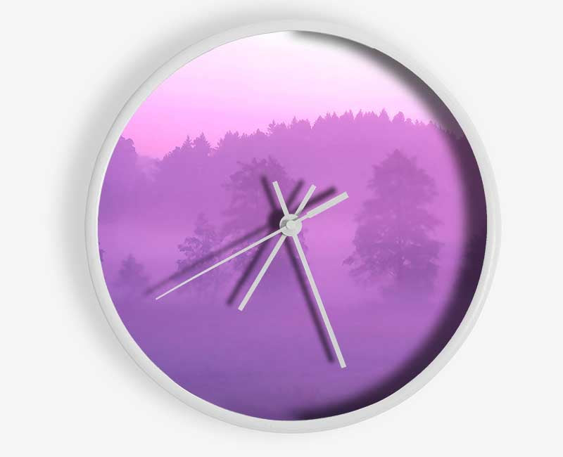 Lilac Forest Mist Clock - Wallart-Direct UK