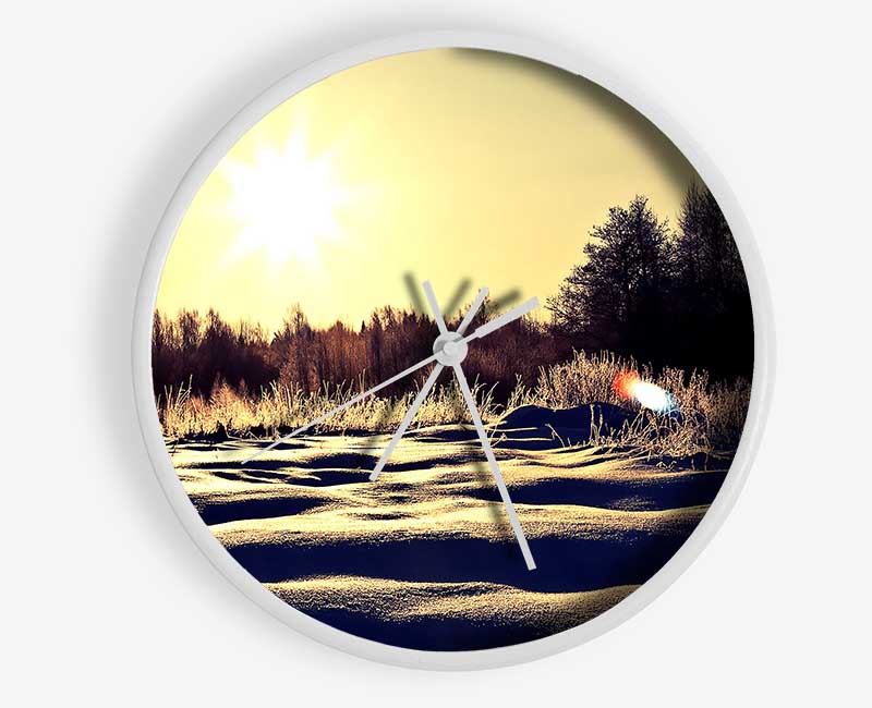 Sunny Snowy Day Clock - Wallart-Direct UK