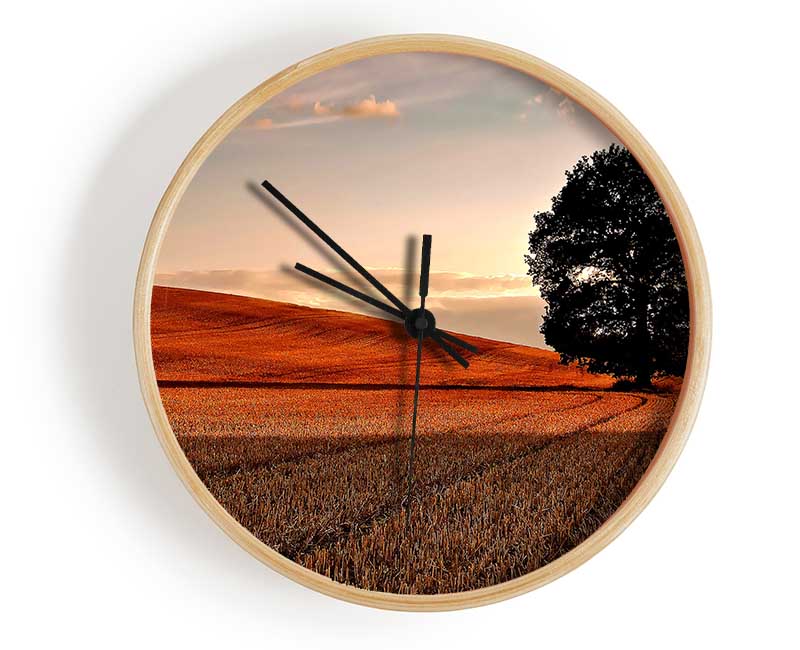 Lonesome Tree In The Field Autumn Clock - Wallart-Direct UK