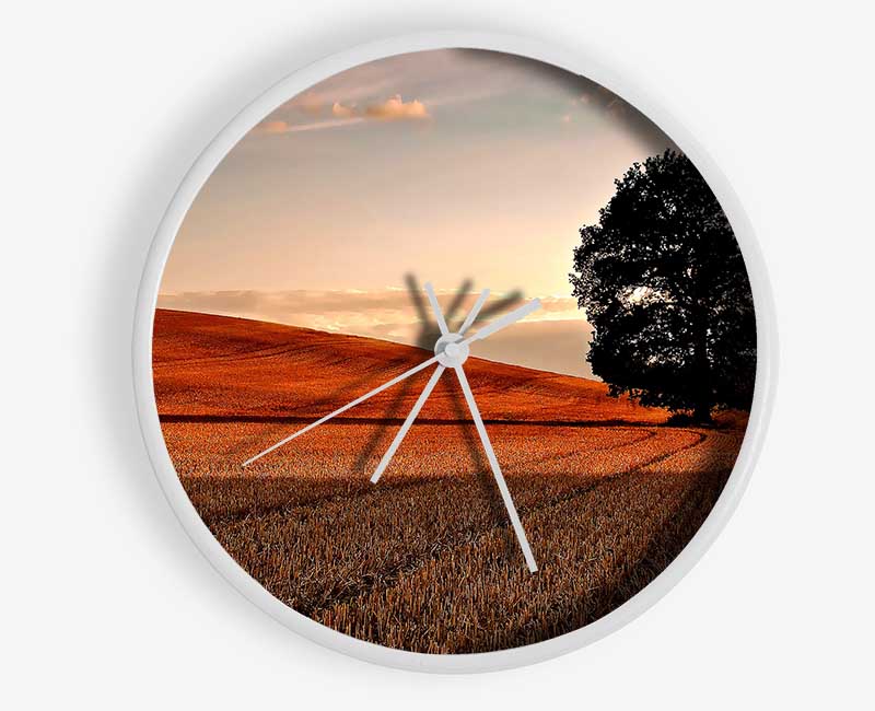 Lonesome Tree In The Field Autumn Clock - Wallart-Direct UK