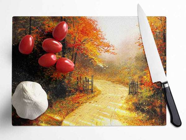 Autumn Lane Glass Chopping Board