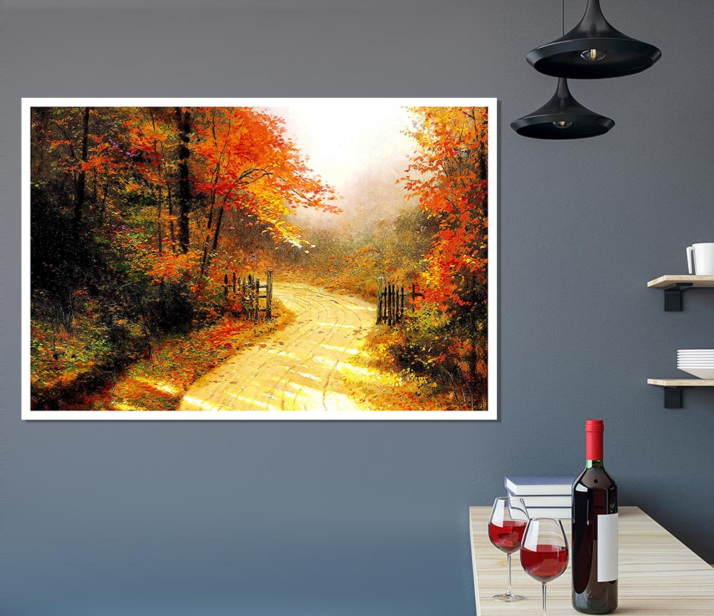 Autumn Lane Print Poster Wall Art