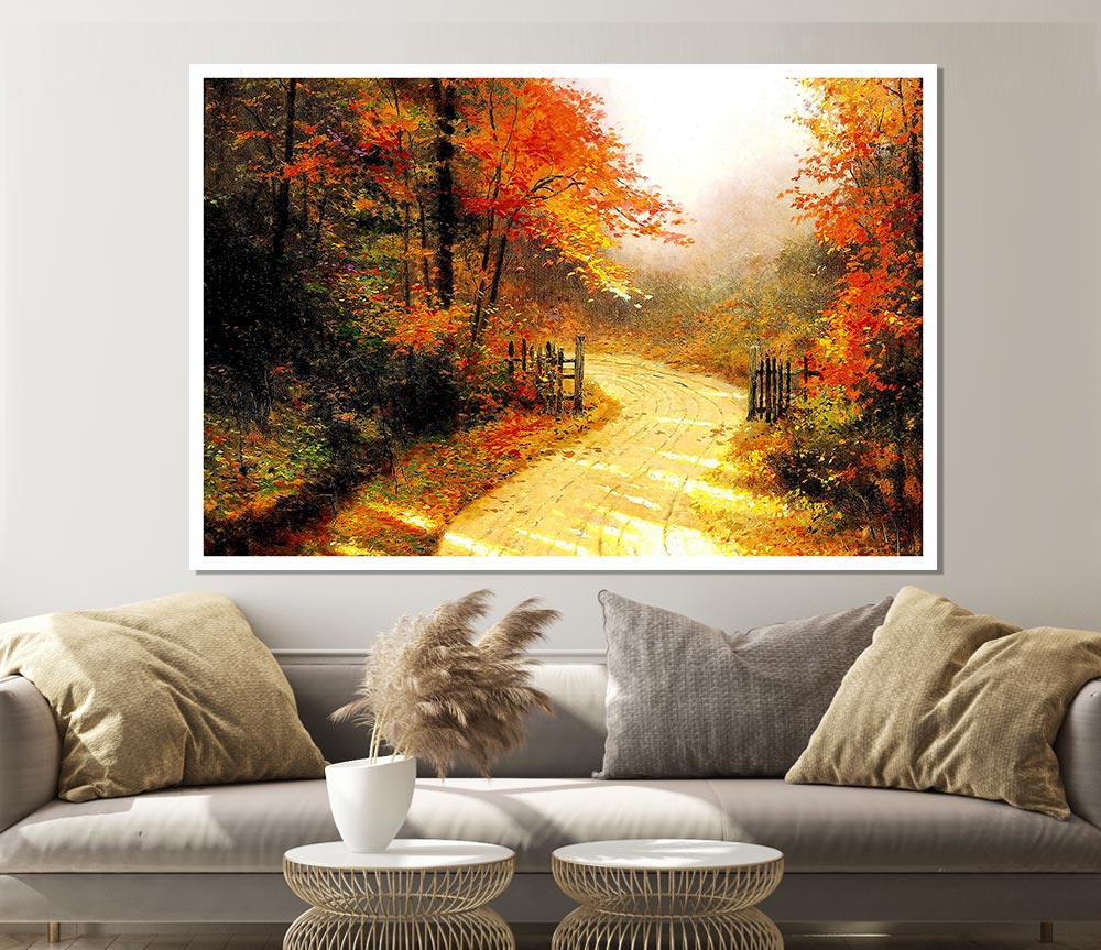 Autumn Lane Print Poster Wall Art