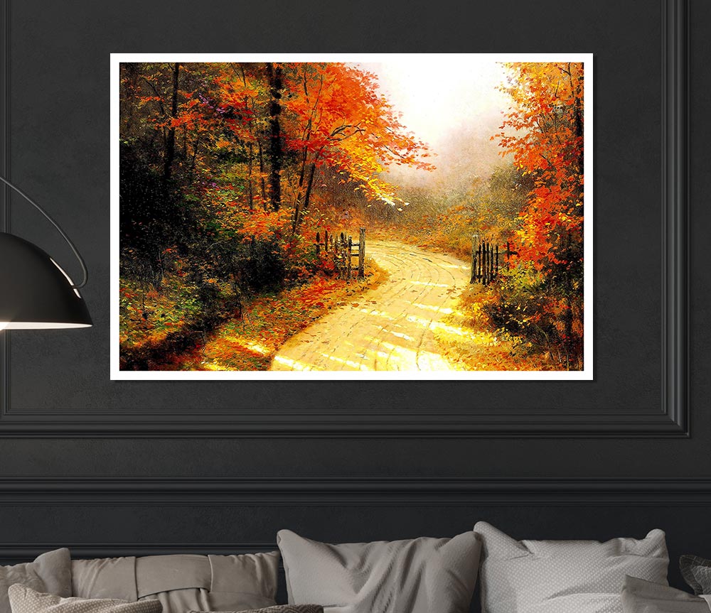 Autumn Lane Print Poster Wall Art