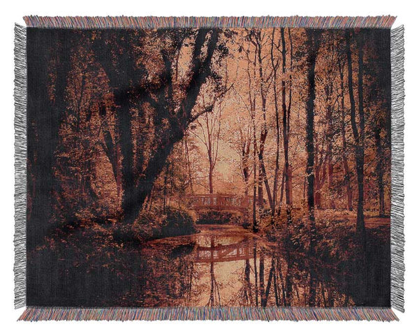 Park Bridge Autumn Woven Blanket