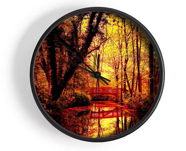 Park Bridge Autumn Clock - Wallart-Direct UK