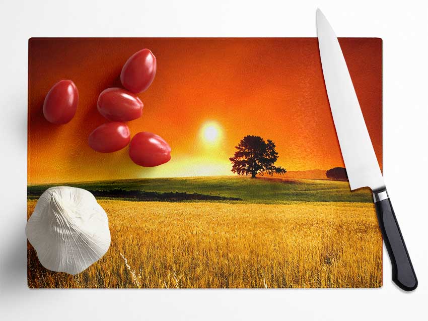 Summer Sunset Glass Chopping Board