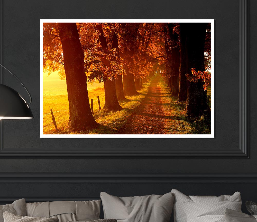 Autumn Walk Print Poster Wall Art