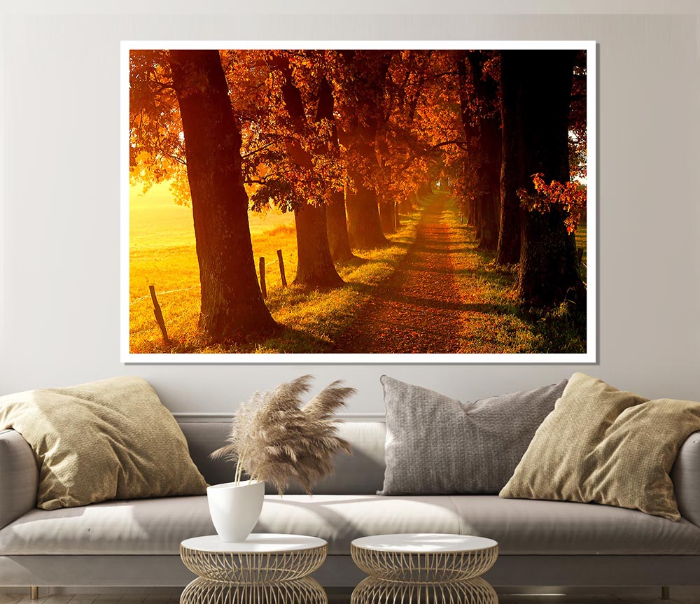 Autumn Walk Print Poster Wall Art