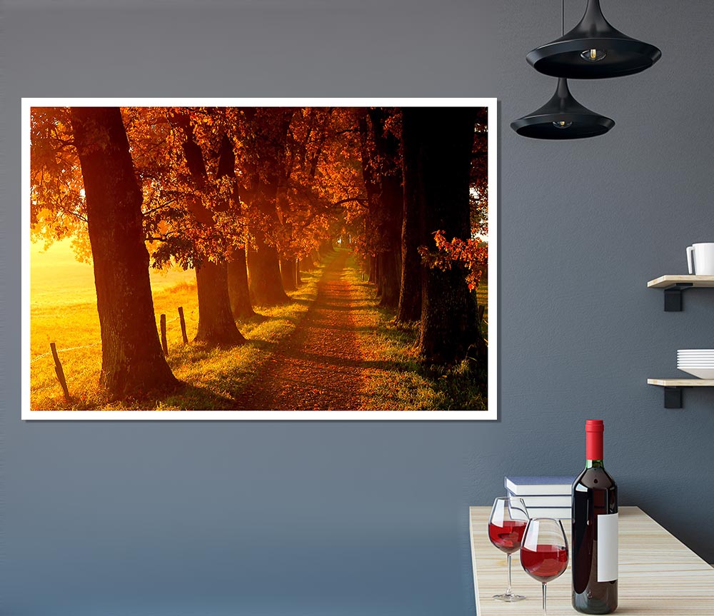 Autumn Walk Print Poster Wall Art