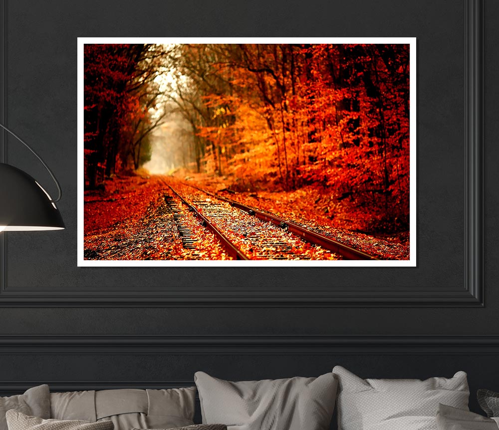 Autumn Railway Print Poster Wall Art