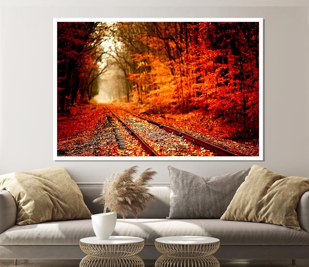 Autumn Railway Print Poster Wall Art