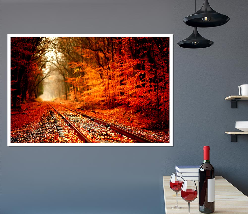 Autumn Railway Print Poster Wall Art