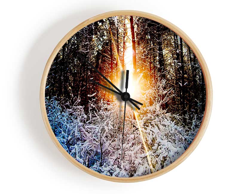 Sunlight Through Trees Winter Clock - Wallart-Direct UK