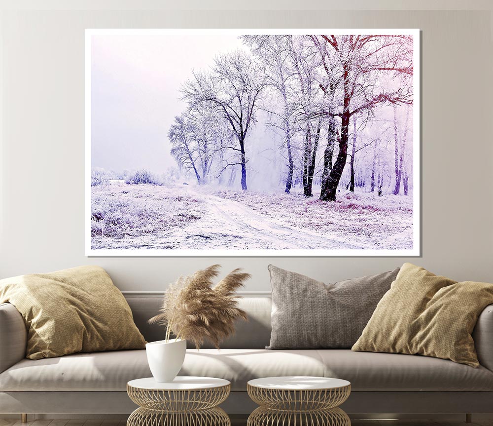 Beautiful Snowy Forest Print Poster Wall Art