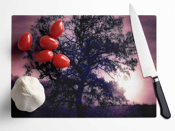 Tree Under Full Moon Glass Chopping Board