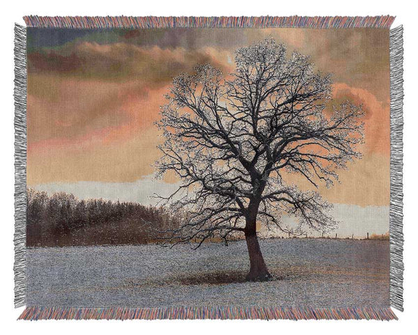 Solitary Tree Winter Woven Blanket