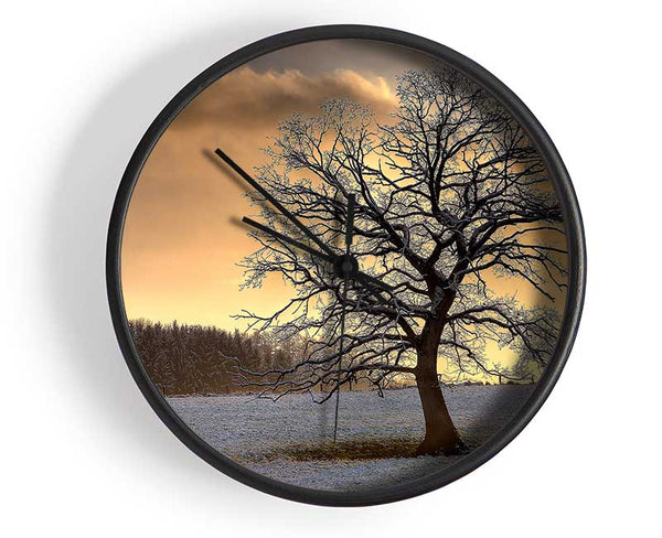 Solitary Tree Winter Clock - Wallart-Direct UK