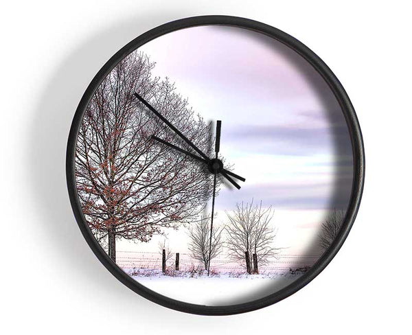 Trees And Fence Winter Clock - Wallart-Direct UK