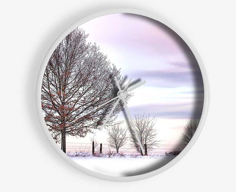 Trees And Fence Winter Clock - Wallart-Direct UK