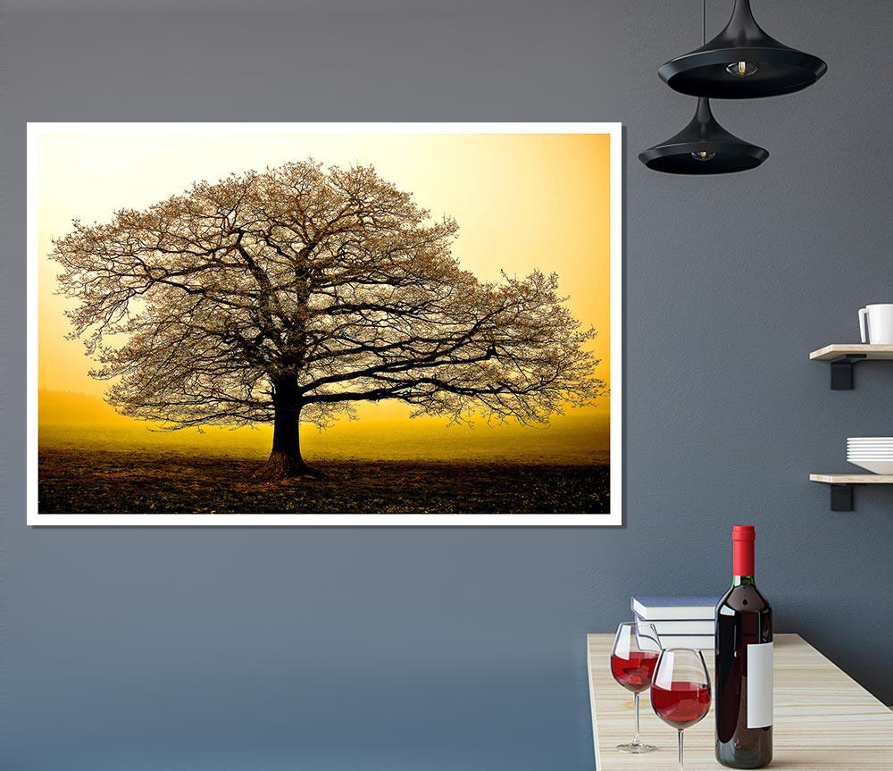 Beautiful Dusk Tree Print Poster Wall Art