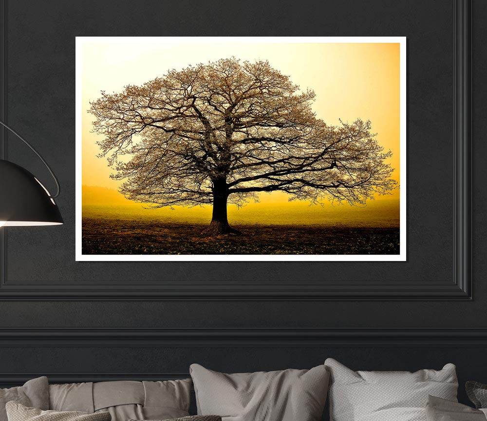 Beautiful Dusk Tree Print Poster Wall Art