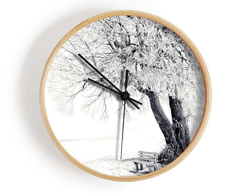 Bench Under Tree Winter Clock - Wallart-Direct UK