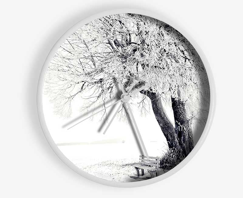 Bench Under Tree Winter Clock - Wallart-Direct UK