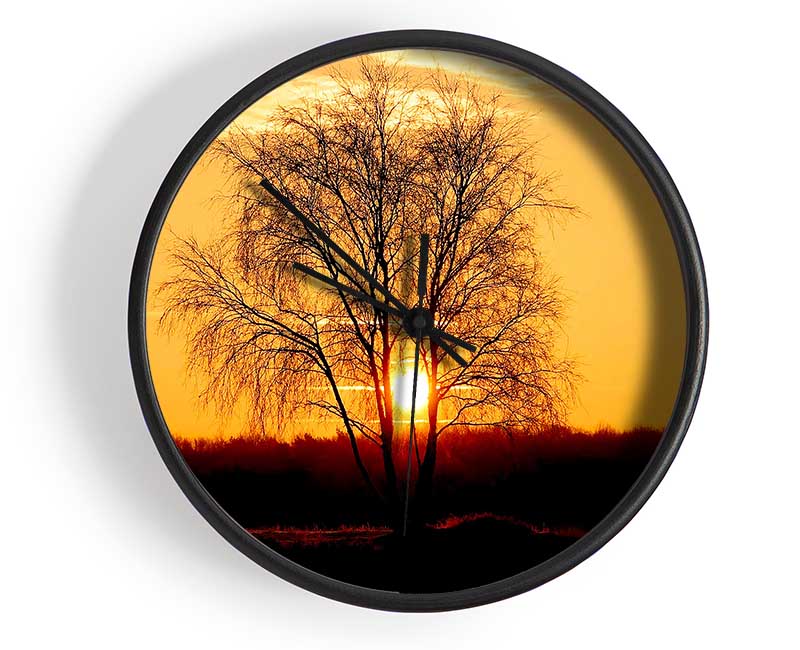 Sun Through The Golden Tree Clock - Wallart-Direct UK