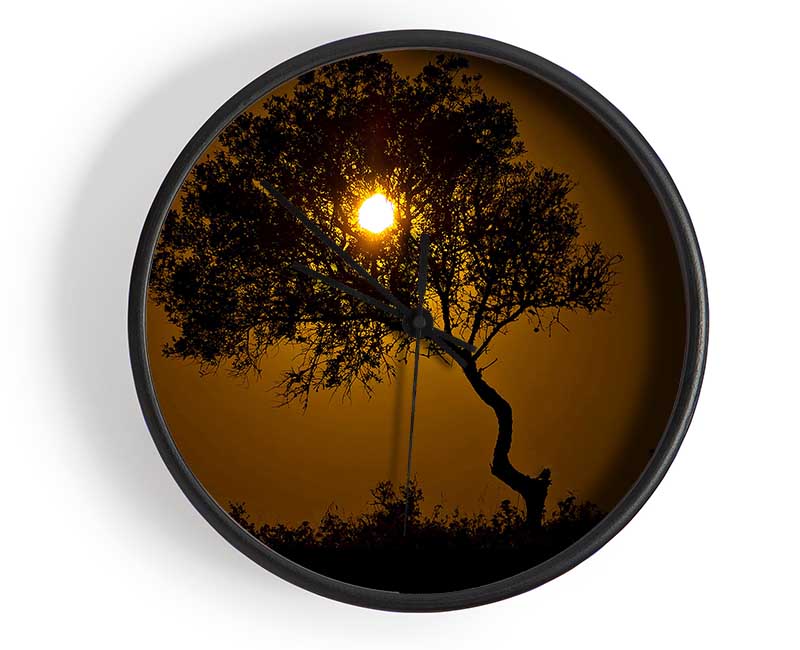 Chocolate Sunset Tree Clock - Wallart-Direct UK