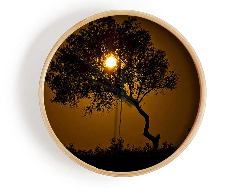 Chocolate Sunset Tree Clock - Wallart-Direct UK