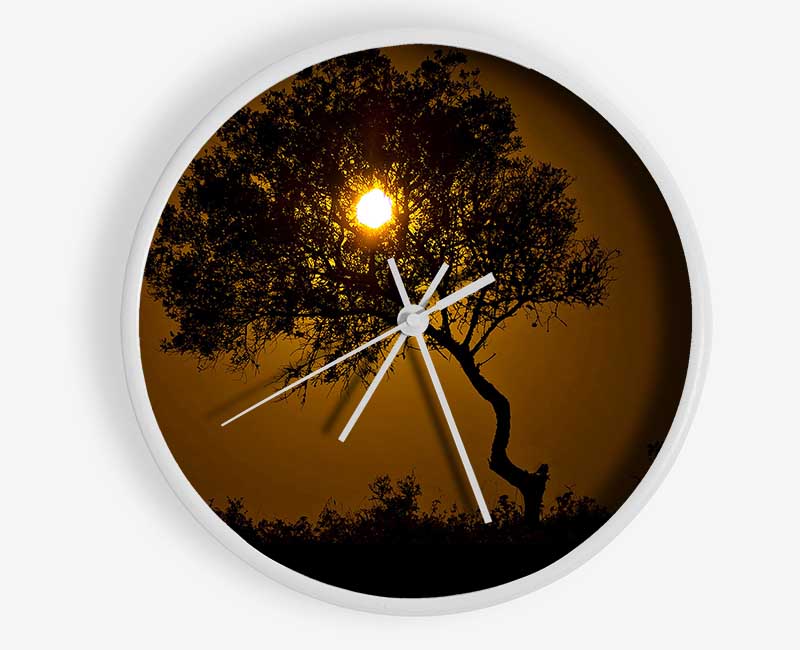 Chocolate Sunset Tree Clock - Wallart-Direct UK