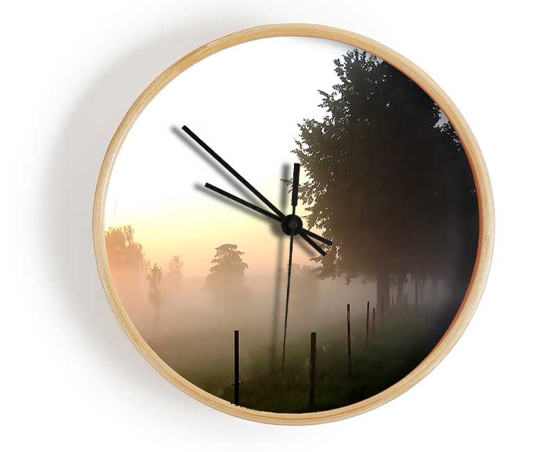 Mist In The English Countryside Clock - Wallart-Direct UK