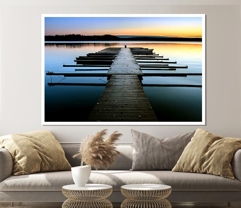 Boat Dock Print Poster Wall Art