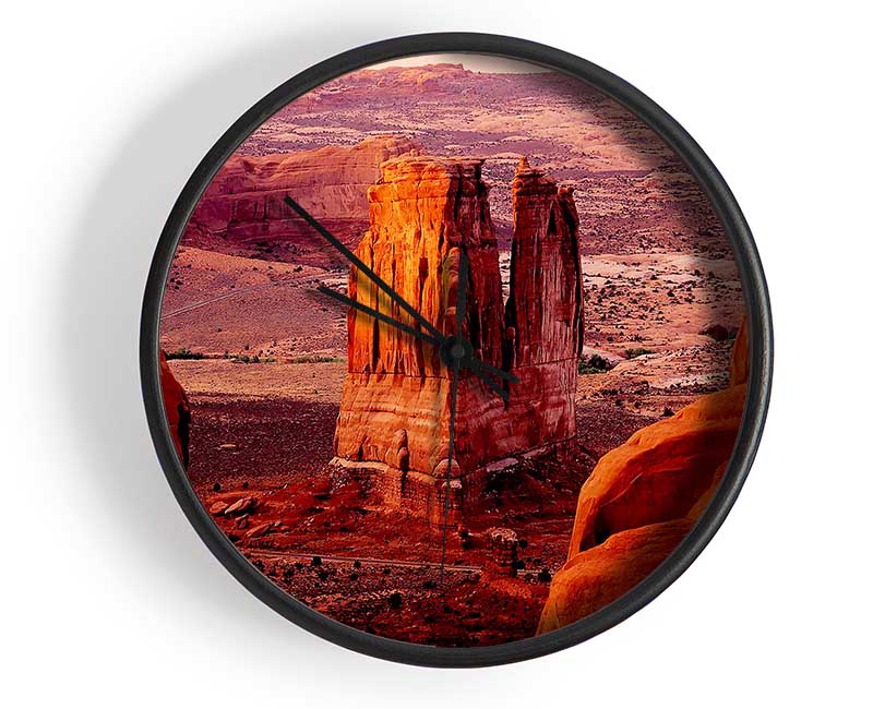 Courthouse Towers At Sunset Arches National Park Utah Clock - Wallart-Direct UK