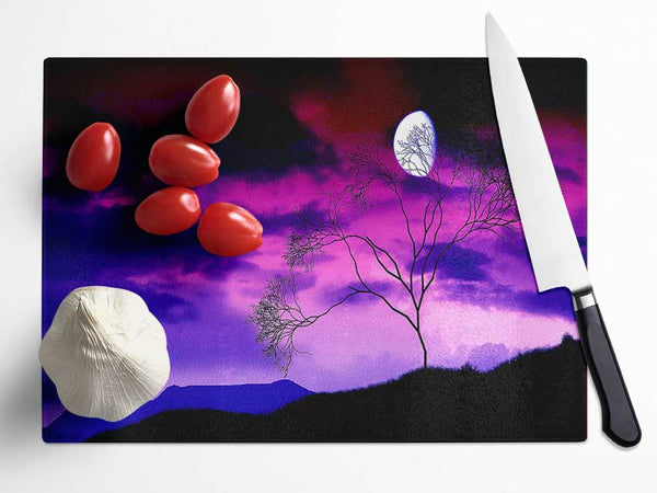 Purple Pink Skies Glass Chopping Board