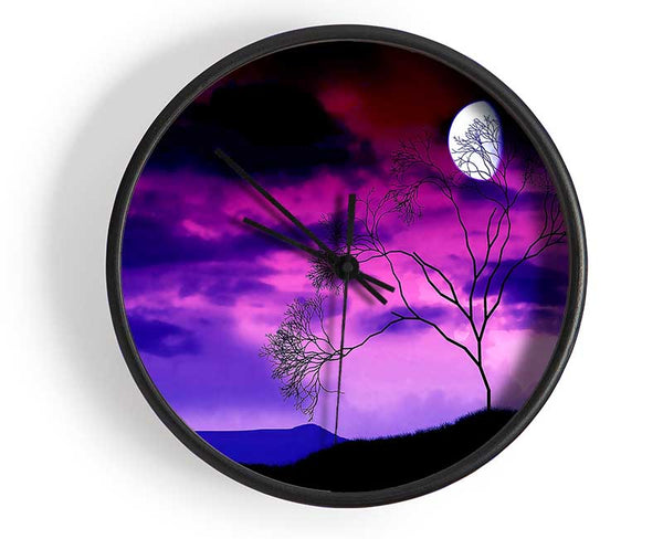 Purple Pink Skies Clock - Wallart-Direct UK