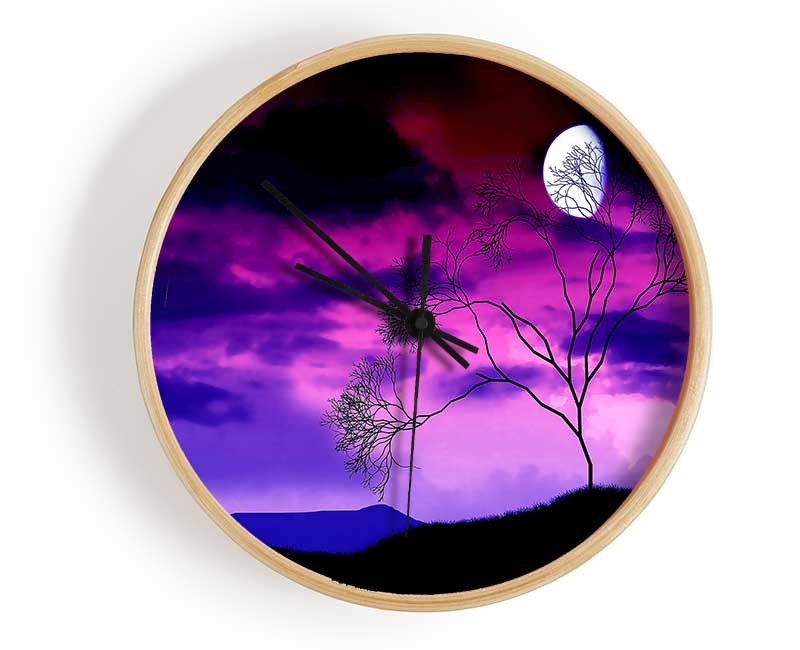 Purple Pink Skies Clock - Wallart-Direct UK