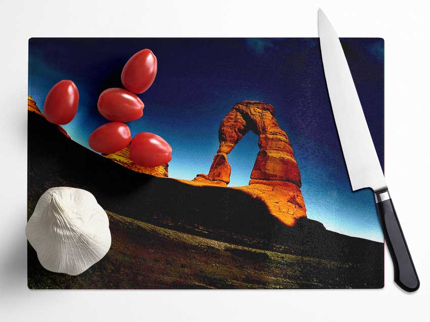 Arch Rock Night Glass Chopping Board