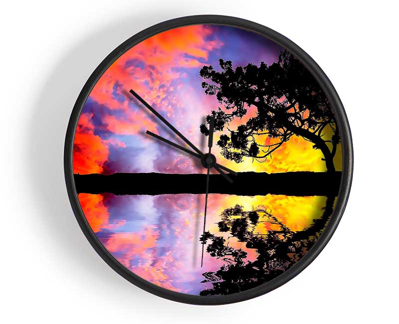 Tree Reflection In Water Clock - Wallart-Direct UK